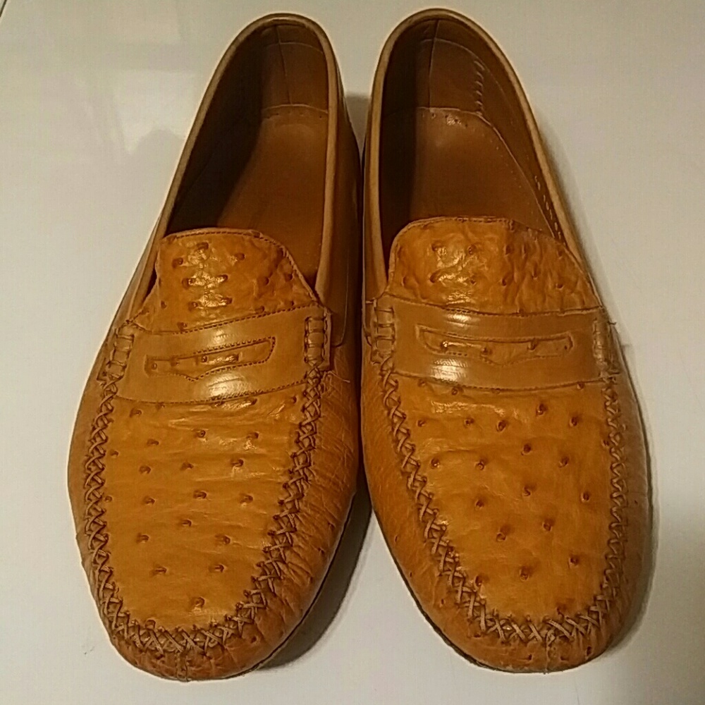 Moreschi ostrich/leather loafers